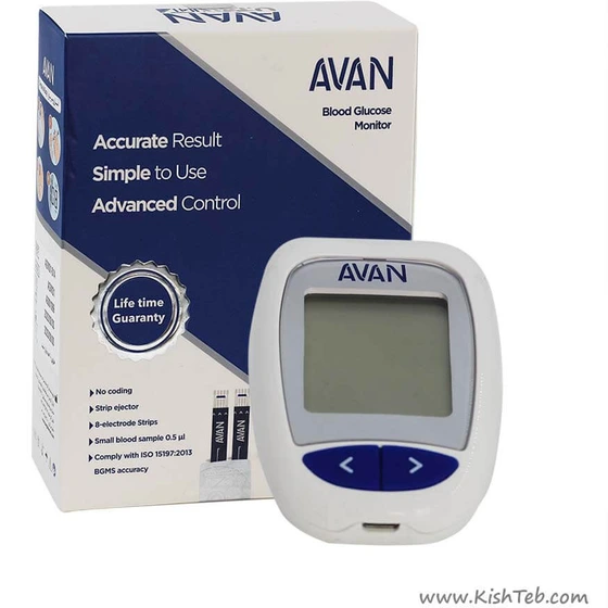 تصویر دستگاه تست قند خون آوان مدل AGM01 ا Avan Blood Glucose Monitoring System Avan Blood Glucose Monitoring System