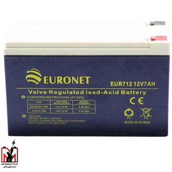 تصویر باتری 12 ولت 7 آمپر ساعت یورونت مدل EUR712 ا EURONET 12V 7AH/20HR Rechargeable Battery EURONET 12V 7AH/20HR Rechargeable Battery
