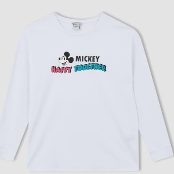 تصویر تیشرت آستین بلند زنانه سفید دفکتو ا Disney Mickey & Minnie Regular Fit Uzun Kollu Üst Disney Mickey & Minnie Regular Fit Uzun Kollu Üst